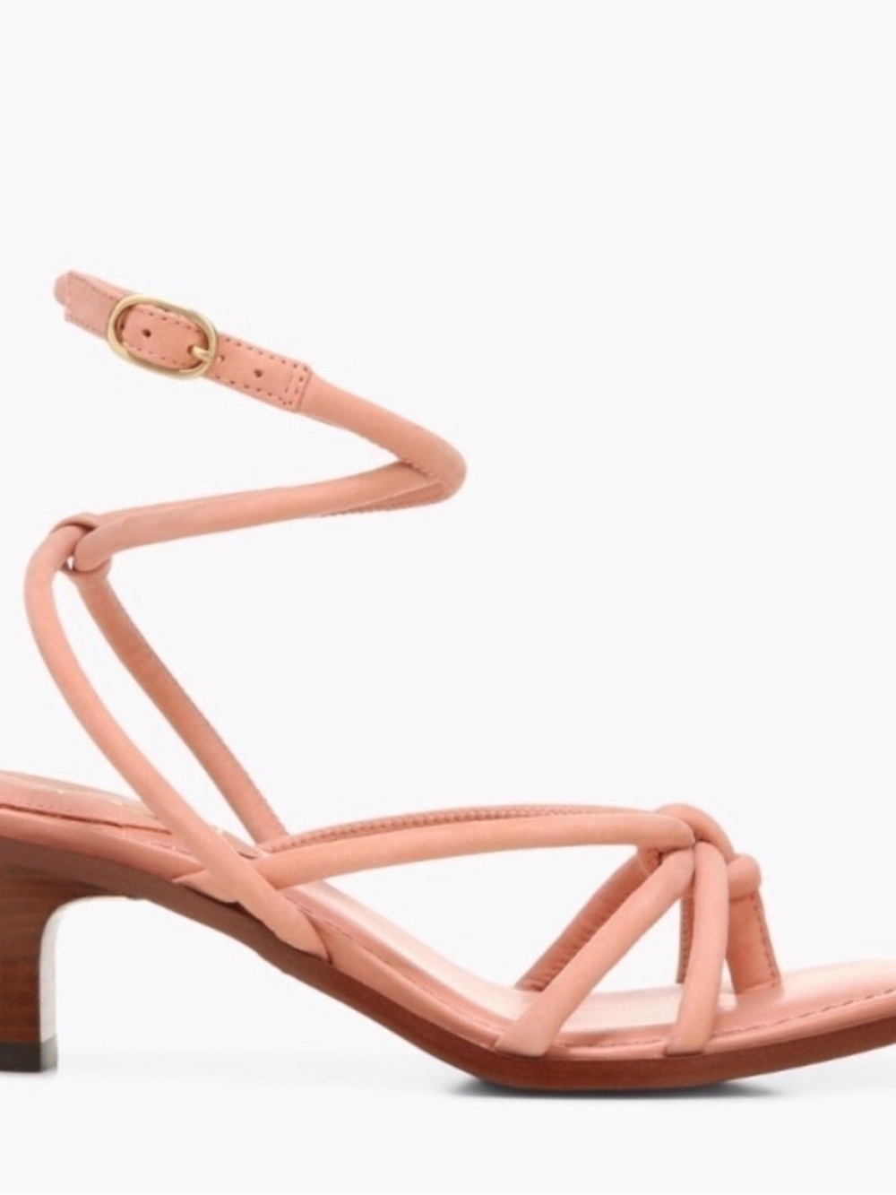 NWOT Sam Elderman Strappy Coral Pink Kitten Heels / Sandals Size 7.5 - Picture 5 of 6